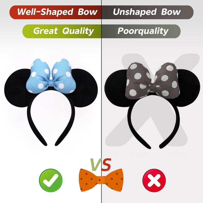 ODOCARE Store Handmade Mouse Ears Headband for Women and Ladies, Polka Dot Bow Minnie Ears Costume Accessories - Image 4